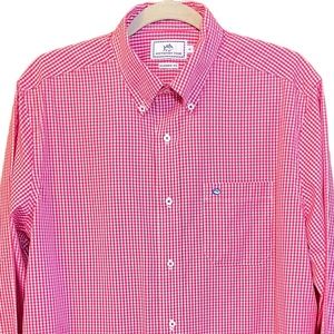 Southern Tide long sleeve button down Men’s Medium shirt. Red check, like new.